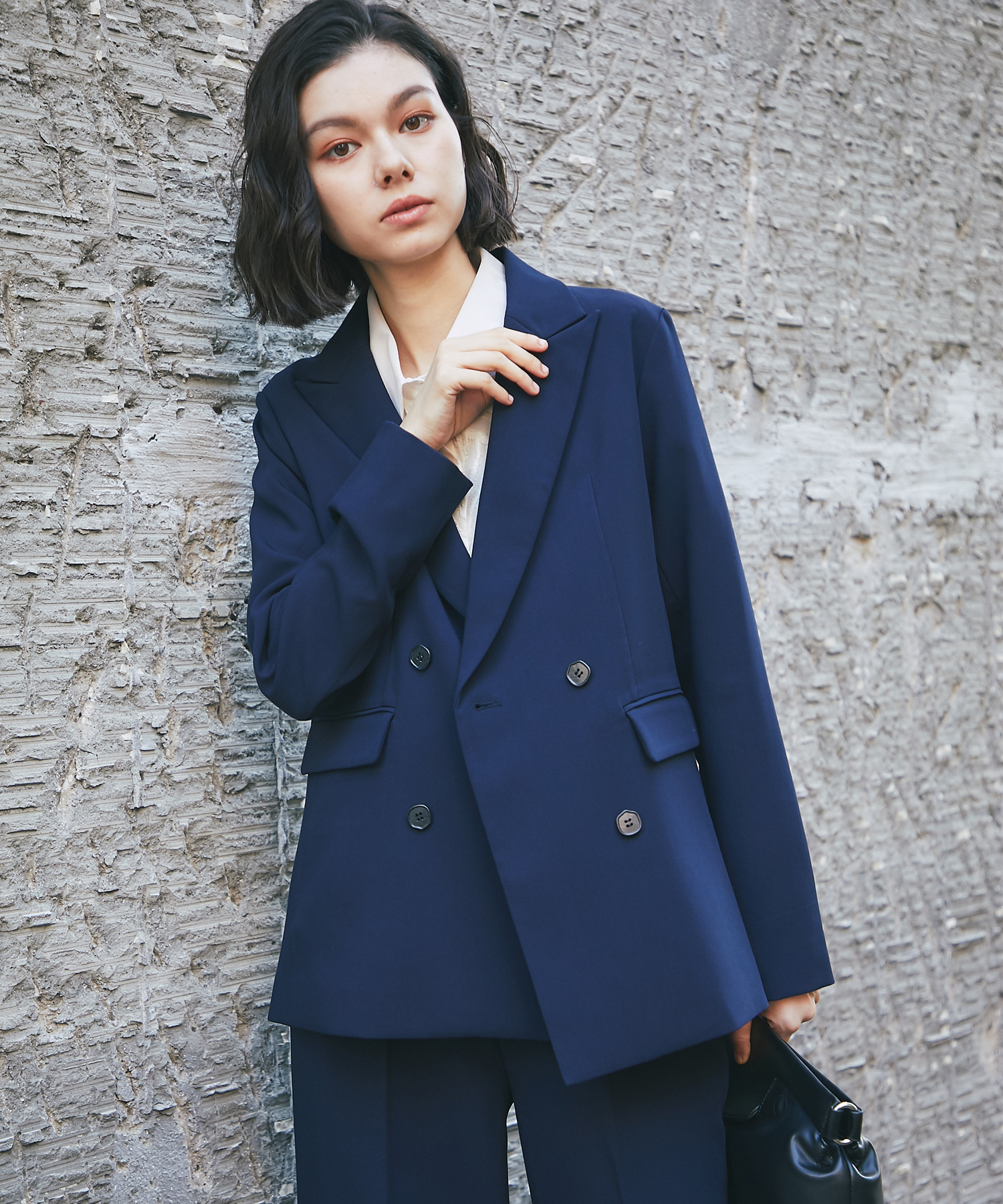 希少品‼️ドコモショップ  制服　スーツ2ピース　紺色　ストライプ　セットアップ 希少品‼️ドコモショップ 制服 スーツ2ピース 紺色 ストライプ