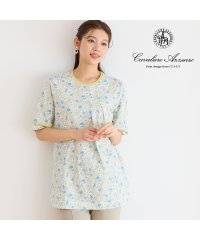 LOBJIE/【洗える・日本製】カバリエレ・アズーロ花柄コットンチュニック/508147102