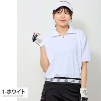 TopIsm/トップイズム TopIsm ゴルフウェア レディース gs GOLF ハーフジップ リブロゴトップス ポロシャツ 半袖 ストレッチ 柄 無地 おしゃれ かわいい/508148089