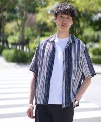 a.v.v (MEN)/【洗える】ランダムストライプ五分袖オープンカラーシャツ/508004930