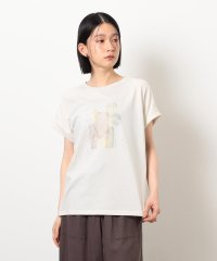 COMME CA ISM /スタッズ 箔ライン付き プリントＴシャツ/508111583