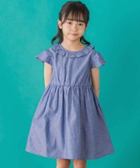 BeBe Petits Pois Vert/【店舗限定】【前後着用可能】ダンガリーフリル襟カシュクールワンピース(95~15/508144842
