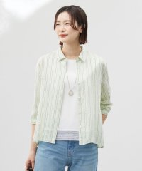 J.PRESS LADIES（LARGE SIZE）/【洗える】ランダムストライプ シアー シャツカラー カットソー/508148953