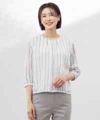 J.PRESS LADIES（LARGE SIZE）/【洗える】ランダムストライプ シアー プルオーバー カットソー/508148954