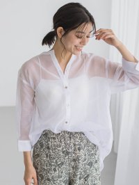 Droite Lautreamont/ドロワット ロートレアモン Droite lautreamont 【WEB限定】シアーリネンライクBACKリボンシャツ≪手洗い可能≫/508150035