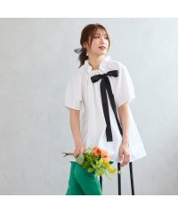 Rose Tiara(L SIZE)/【接触冷感/UVカット/イージーケア/水洗いOK】ギャザーリボンブラウス/508150289