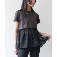 mili an deni/ミリアンデニ mili an deni 異素材ペプラムTシャツ/508150823