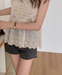 shopnikoniko/ショップニコニコ ShopNikoNiko クロシェ編み 刺繍レース ドッキングビスチェ ma【即納】韓国カジュアル 韓国ガーリー フレンチガーリー 春 夏 秋/508151052