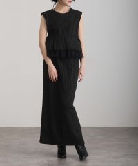 PourVous/プールヴー PourVous ペプラムセットアップピンストライプVネックパーティードレスお呼ばれノースリーブ&ミモレ丈同窓会成人式フォーマルオケージョンドレス結/508151121