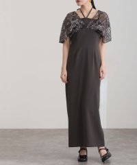 PourVous/プールヴー PourVous 結婚式二次会パーティードレスリボンタイトフェザーフラワーラメ糸レイヤードミモレ丈&袖ありセレモニーフォーマルオケージョンドレス同窓/508151122