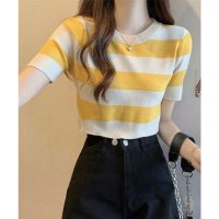 miniministore/ミニミニストア miniministore サマーニット ボーダー柄 半袖ニットソー/508151135