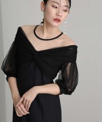 PourVous/プールヴー PourVous ロング&七分袖フォーマルチュールオフショルダー胸パット入りセレモニー結婚式二次会パーティードレスオケージョンドレス同窓会成人式/508151139