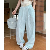 miniministore/ミニミニストア miniministore チェック柄ワイドパンツ ハイウエスト薄手/508151141