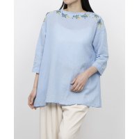 KANKAN/カンカン KANKAN ミモザ刺繍コットンリネンチュニック/508151309