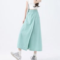 Belle Cie/ベルシー Belle Cie ガウチョ スカート ラップパンツ ウエストゴム ミモレ丈 春夏 レディース 韓国ファッション 無地 さらさら 楽ちん 体型カバー /508151319