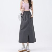 Belle Cie/ベルシー Belle Cie ガウチョ スカート ラップパンツ ウエストゴム ミモレ丈 春夏 レディース 韓国ファッション 無地 さらさら 楽ちん 体型カバー /508151319