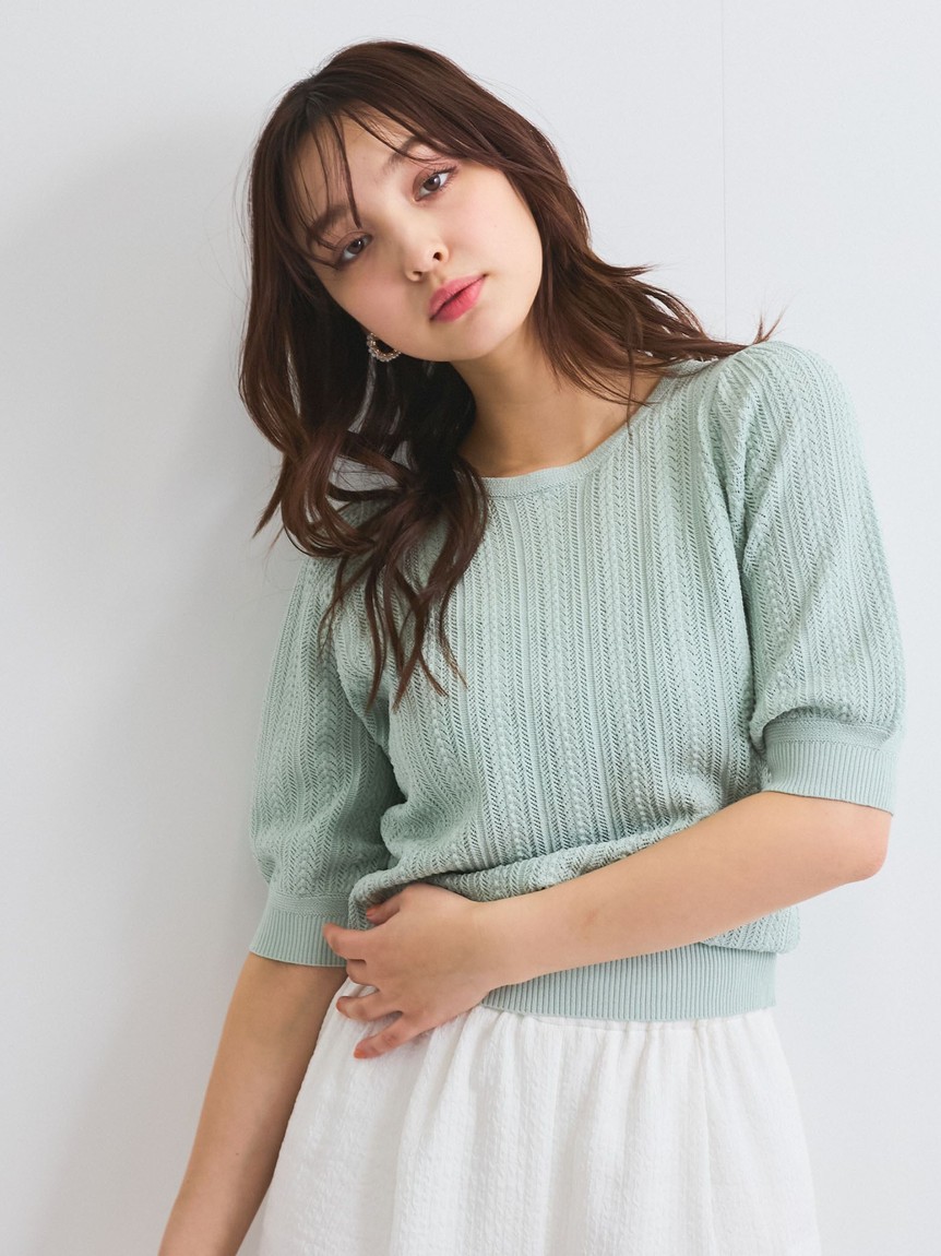 クイーンズコート QUEENS COURT スカシアミニットパフスリーブトップス≪手洗い可能≫ （オフホワイト） セール 50%OFF】クイーンズコート QUEENS COURT スカシア