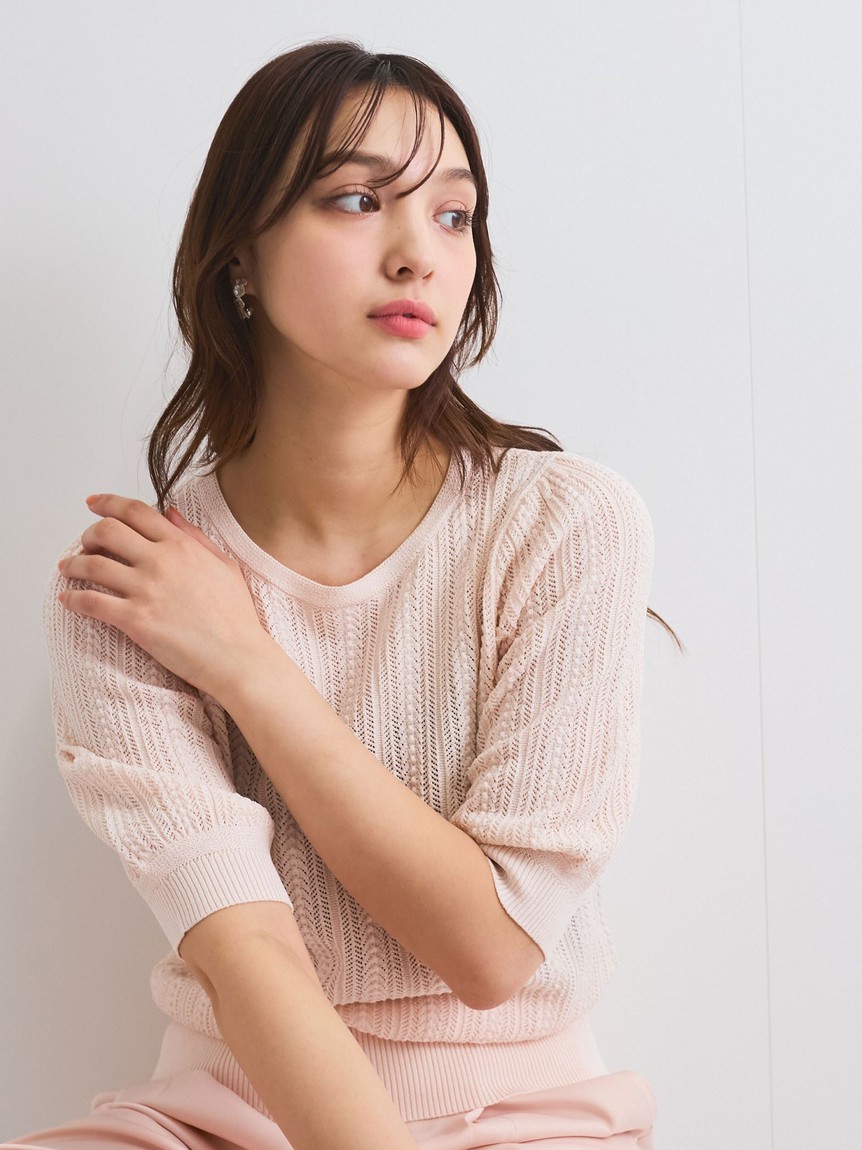 クイーンズコート QUEENS COURT スカシアミニットパフスリーブトップス≪手洗い可能≫ （オフホワイト） セール 50%OFF】クイーンズコート QUEENS COURT スカシア