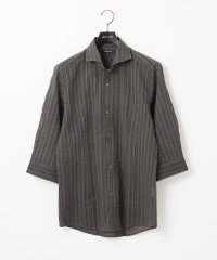 MICHEL KLEIN HOMME/リップルストライプ七分袖シャツ/508103494