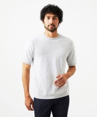 MICHEL KLEIN HOMME/ダイアゴナル柄クルーネック半袖ニット/508103498