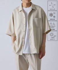 JUNRed/リネンライクカチオン半袖シャツ/セットアップ対応/接触冷感/軽量/吸水速乾/UVカット/508132404