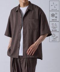 JUNRed/リネンライクカチオン半袖シャツ/セットアップ対応/接触冷感/軽量/吸水速乾/UVカット/508132404