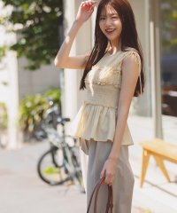 NATURAL BEAUTY BASIC/シャーリングペプラムブラウス/508149066