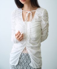  ＣＯＤＥ　Ａ/sheer gather cardigan/508151111