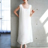 Sawa a la mode/サワアラモード Sawa a la mode 風通り抜けるレース編みノースリーブロングワンピース/508151843