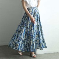 Sawa a la mode/サワアラモード Sawa a la mode 夏風を感じるボタニカル柄ロングスカート/508151854