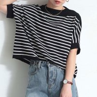 Sawa a la mode/サワアラモード Sawa a la mode ボーダーニットドルマンカットソー/508151872