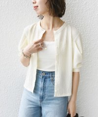 SHIPS WOMEN/【WEB限定】〈手洗い可能〉バンピー シャーリング 5分袖 カーディガン/508153285