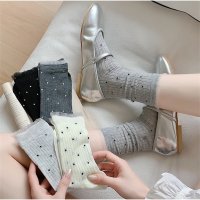 And Kawaii/アンドカワイイ And Kawaii ドット柄リブソックス レース風フリル付き クラシックガーリー靴下/508153538