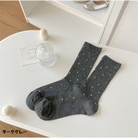 And Kawaii/アンドカワイイ And Kawaii ドット柄リブソックス レース風フリル付き クラシックガーリー靴下/508153538