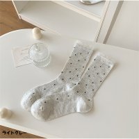 And Kawaii/アンドカワイイ And Kawaii ドット柄リブソックス レース風フリル付き クラシックガーリー靴下/508153538