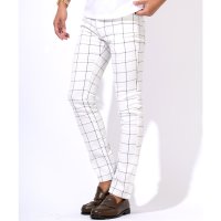 LUXSTYLE/ラグスタイル LUXSTYLE 総柄カツラギチェックパンツ/チノパン スリムパンツ メンズ スキニー チノパンツ ズボン ボトムス チェック柄 総柄 カツラギデ/508153599
