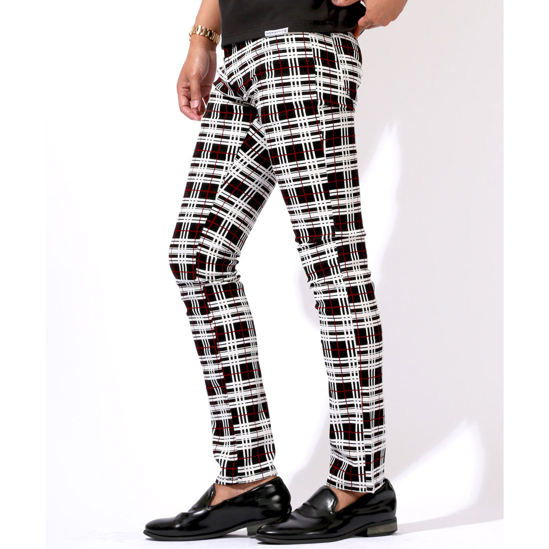 ラグスタイル LUXSTYLE 総柄カツラギチェックパンツ/チノパン ラグスタイル LUXSTYLE 総柄カツラギチェックパンツ/チノパン