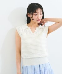 VIS/スキッパーフレンチスリーブアイレットニット/508154123