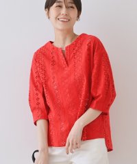 INDIVI/【刺繍／レース】スラッシュネックブラウス/508154189