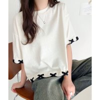 Classical Elf/クラシカルエルフ Classical Elf 華やかさとこなれ感を両立！レースアップデザインクロップドTシャツ(半袖)/508154299