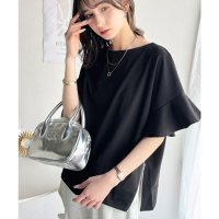 Classical Elf/クラシカルエルフ Classical Elf さらり滑らかな肌ごこち。綿混シルケット素材サイドファスナー使い袖フリルフレンチスリーブトップス/508154303