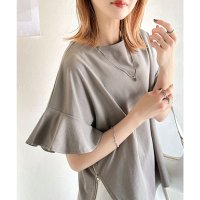 Classical Elf/クラシカルエルフ Classical Elf さらり滑らかな肌ごこち。綿混シルケット素材サイドファスナー使い袖フリルフレンチスリーブトップス/508154303