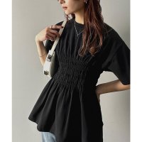 Classical Elf/クラシカルエルフ Classical Elf ふわっと広がるAラインで魅せる。シャーリングデザインTシャツ（半袖）/508154306