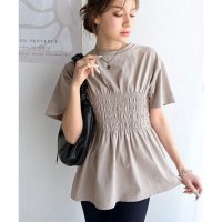 Classical Elf/クラシカルエルフ Classical Elf ふわっと広がるAラインで魅せる。シャーリングデザインTシャツ（半袖）/508154306
