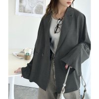 Classical Elf/クラシカルエルフ Classical Elf 抜け感がほどよい◎麻調シアー素材ドルマンスリーブオーバーサイズダブルテーラードジャケット（長袖）/508154309