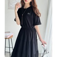 Classical Elf/クラシカルエルフ Classical Elf 女性らしさを引き立てるデザインが魅力。綿100%胸刺繍ドロストティアードワンピース/508154319