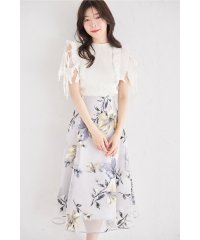 tocco closet/トッコクローゼット tocco closet バックレースアップオパールフラワープリントフレアスカート/508154506