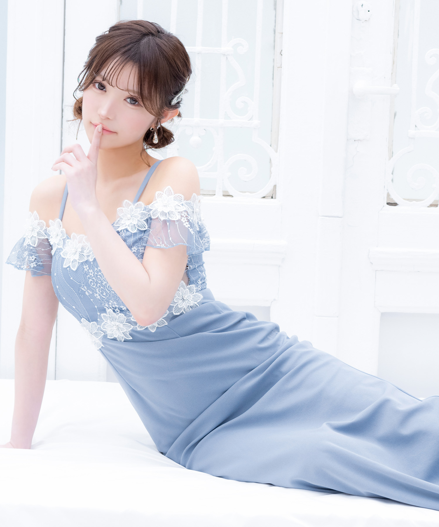 ティカ Tika キャバドレス肩あき立体フラワー 刺繍レースシアー ティカ Tika キャバドレス肩あき立体フラワー 刺繍レースシアー