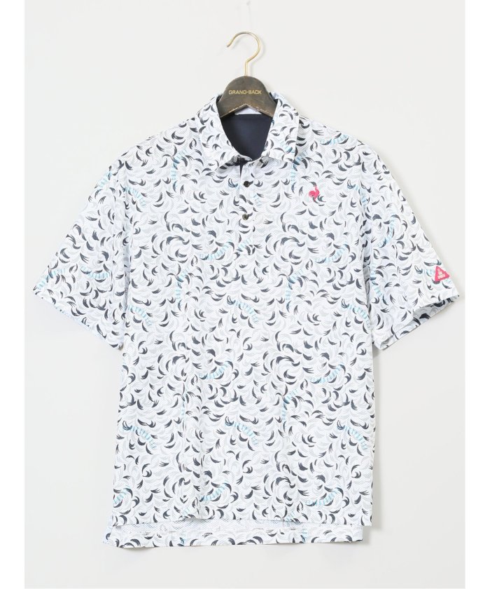ルコックゴルフ ポロシャツ ブラック サイドカモ柄 Lサイズ le coq sportif 大きいサイズ ポロシャツ メンズ LE COQ SPORTIF