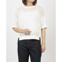 Anna Nicola/アンナニコラ Anna Nicola 異素材切替ドルマンスリーブシアーカットソー【日本製】/508155372